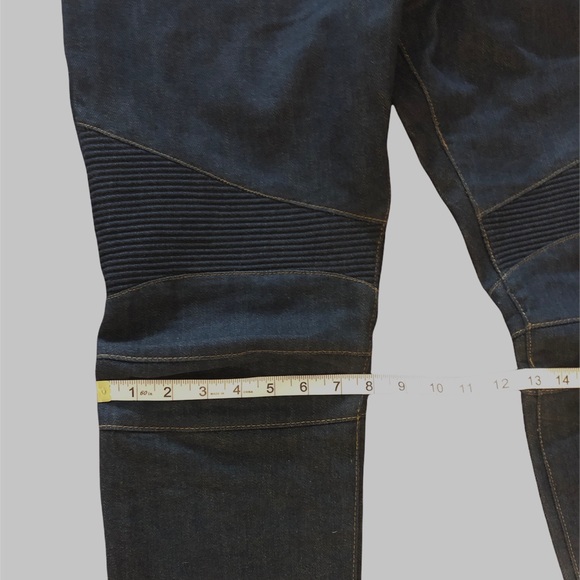 BALMAIN Men’s Moto Biker Dark Wash Jeans - Picture 13 of 16